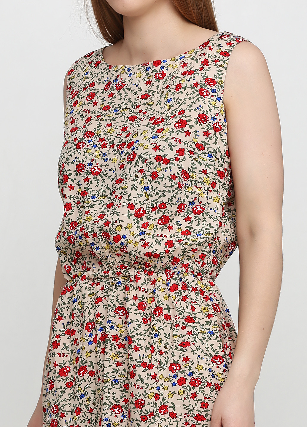 Бежевое кэжуал платье Fifi Lakres с цветочным принтом