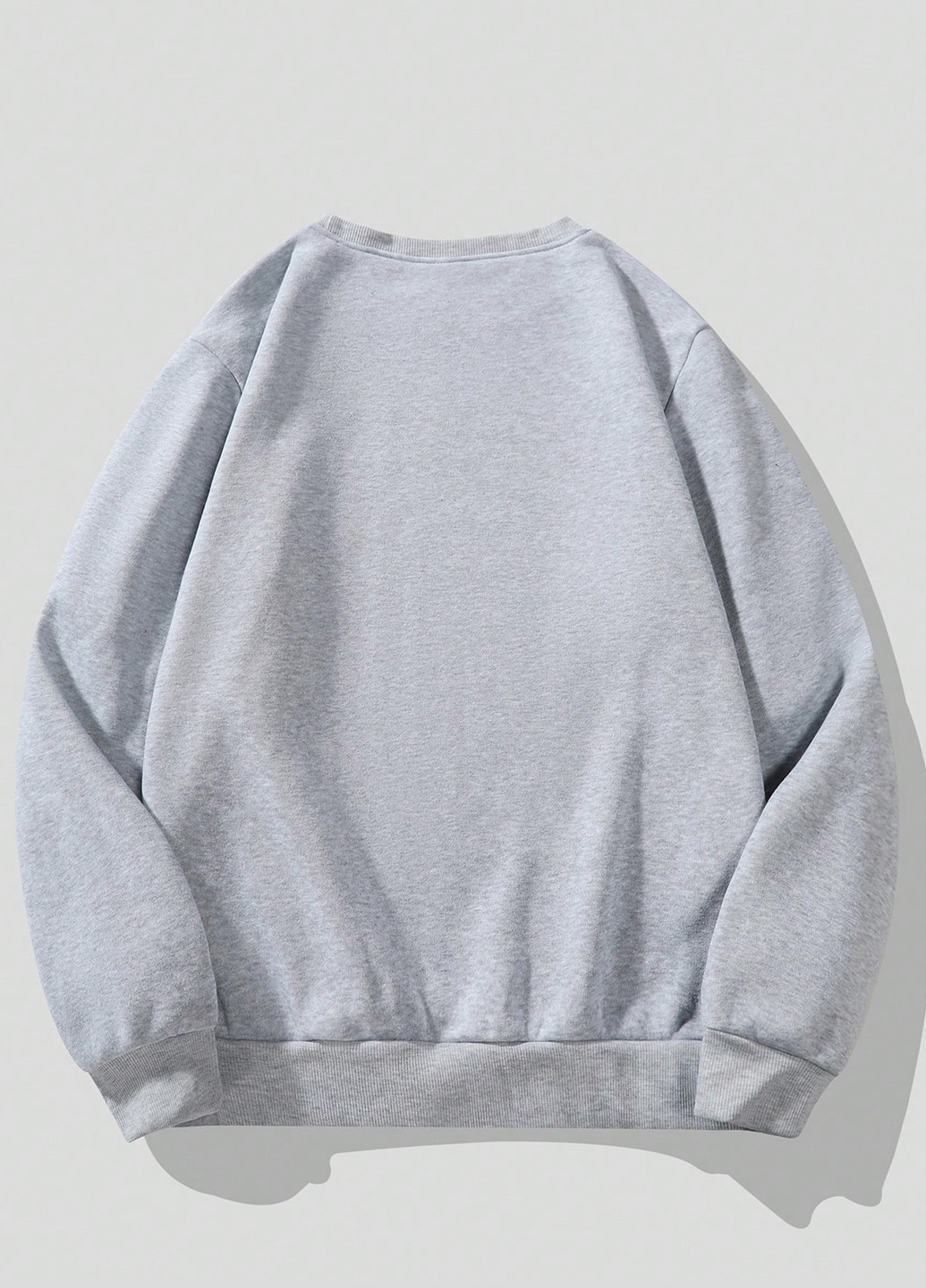 Светло-серый свитшот SHEIN рисунок без декора (367802276)