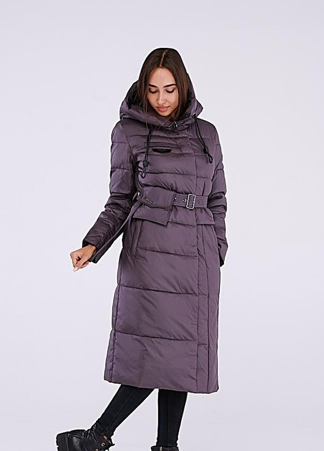 Фіолетове зимнє Жіноче зимове довге пальто CW пурпурний 63512 Clasna