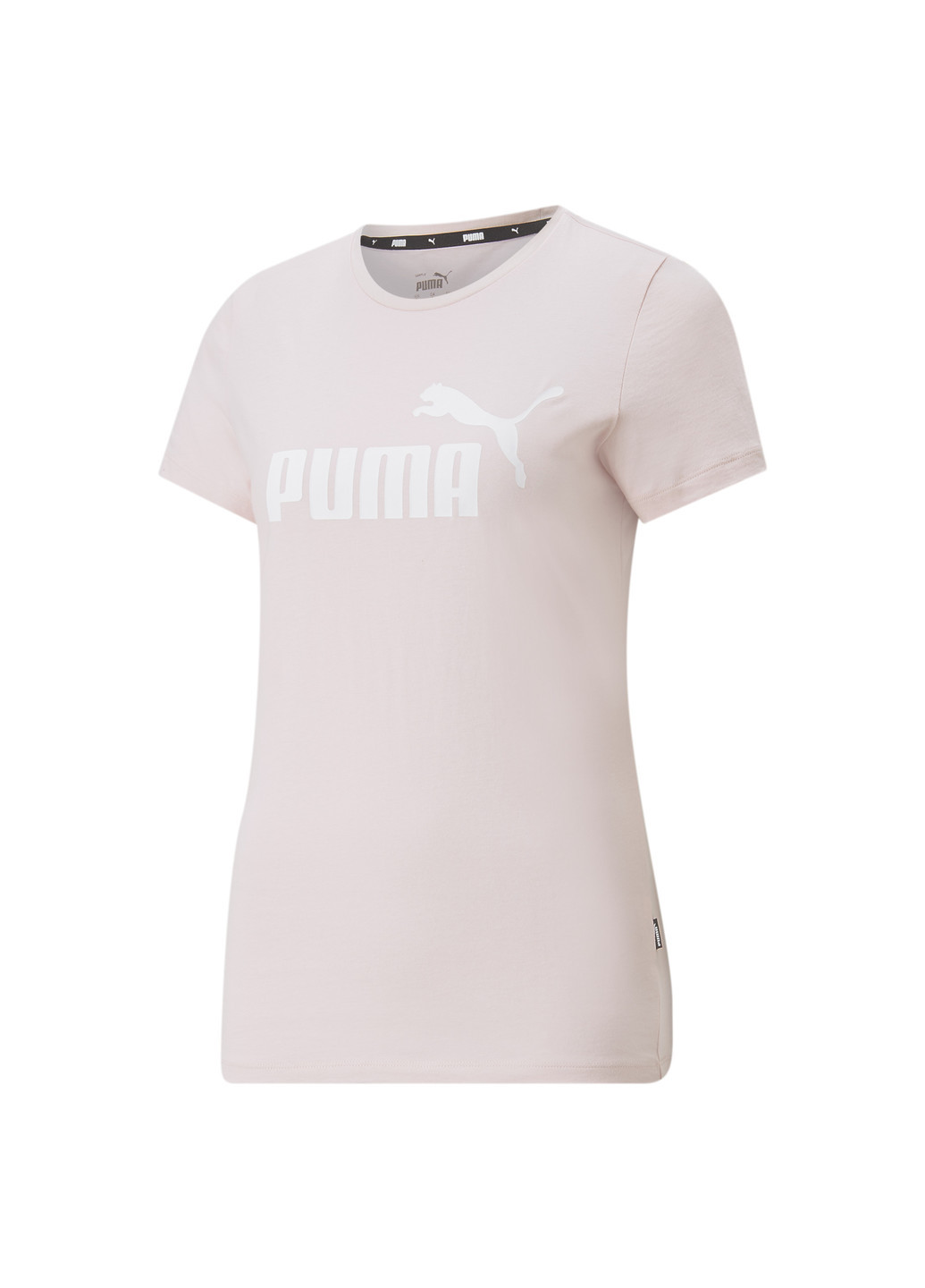 Футболка Essentials Logo Women's Tee Puma однотонная розовая спортивная хлопок