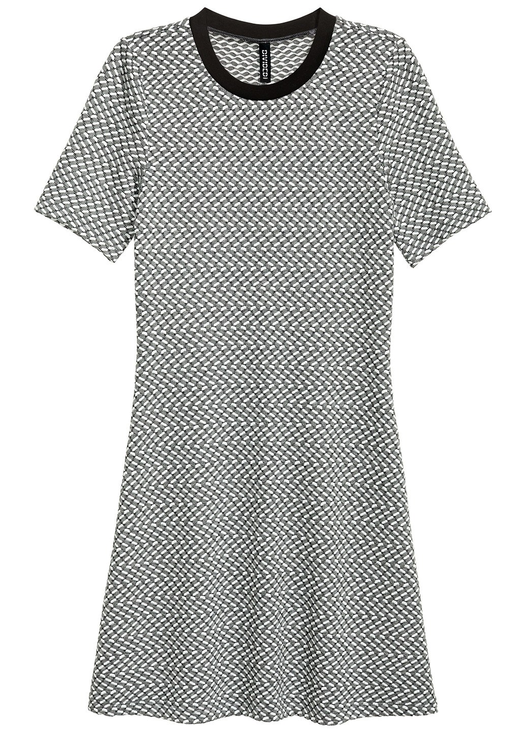 Черно-белое кэжуал платье платье-футболка H&M с геометрическим узором