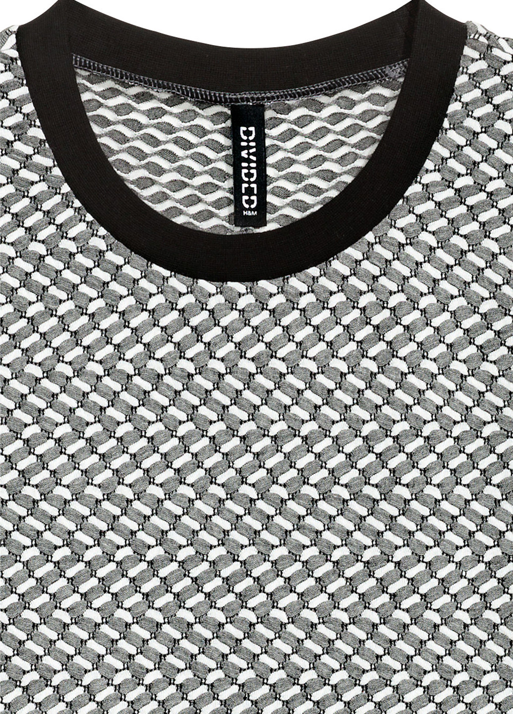 Черно-белое кэжуал платье платье-футболка H&M с геометрическим узором