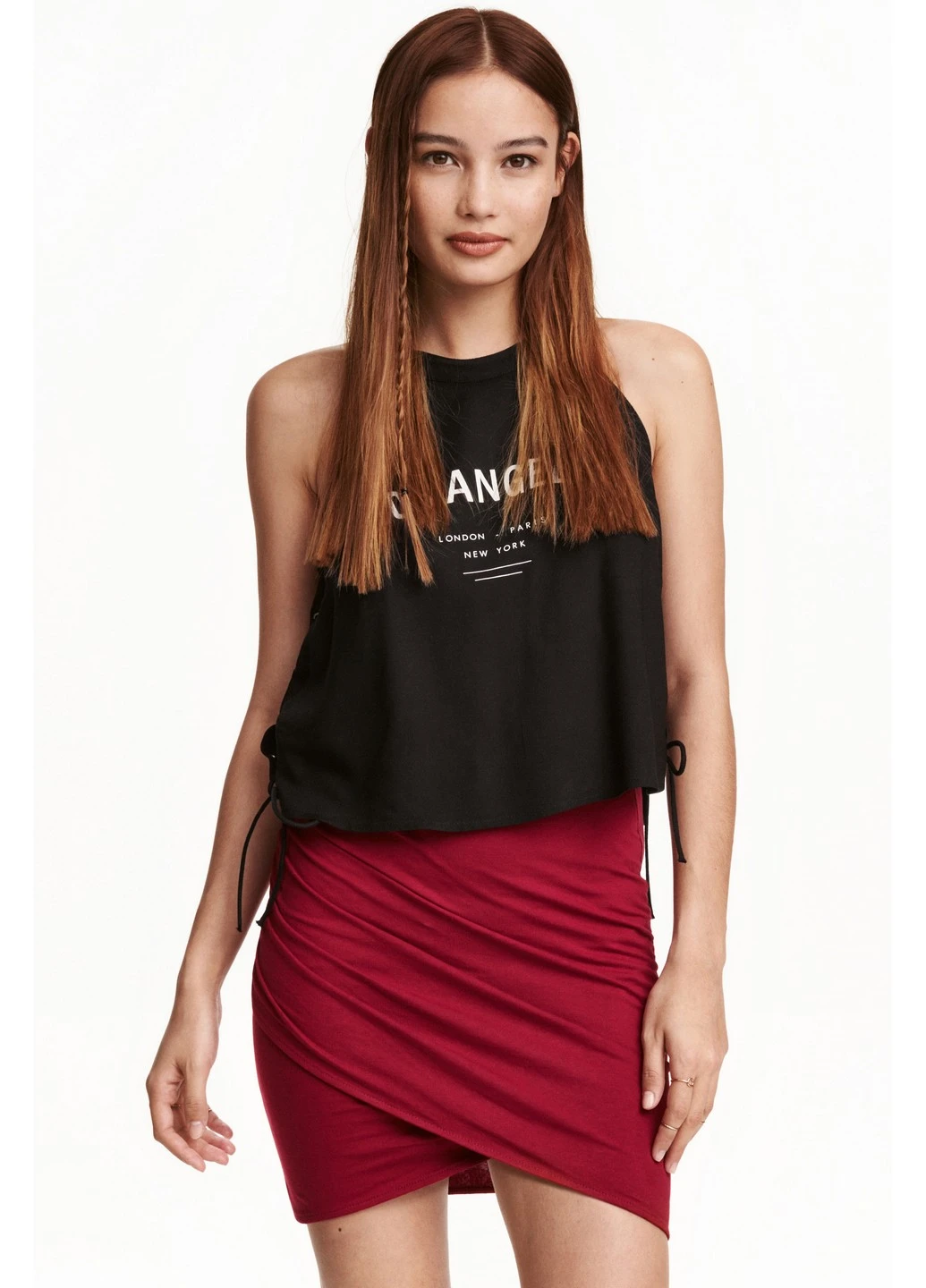 Красная однотонная юбка H&M Studio
