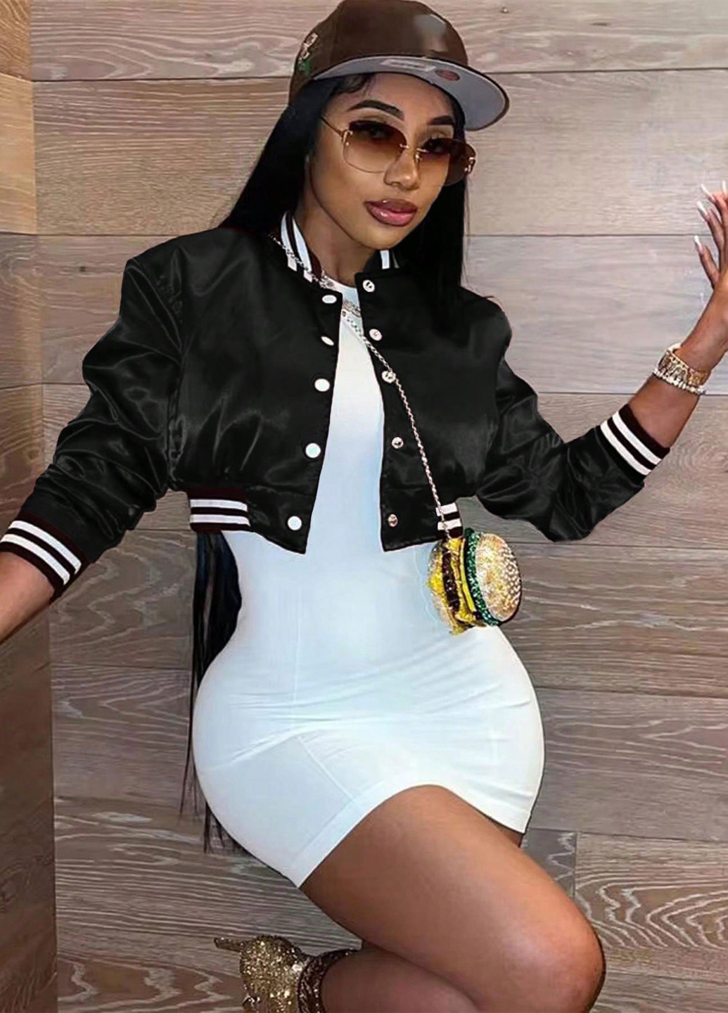 Бомбер SHEIN бейсбольний на кнопках (353087052)