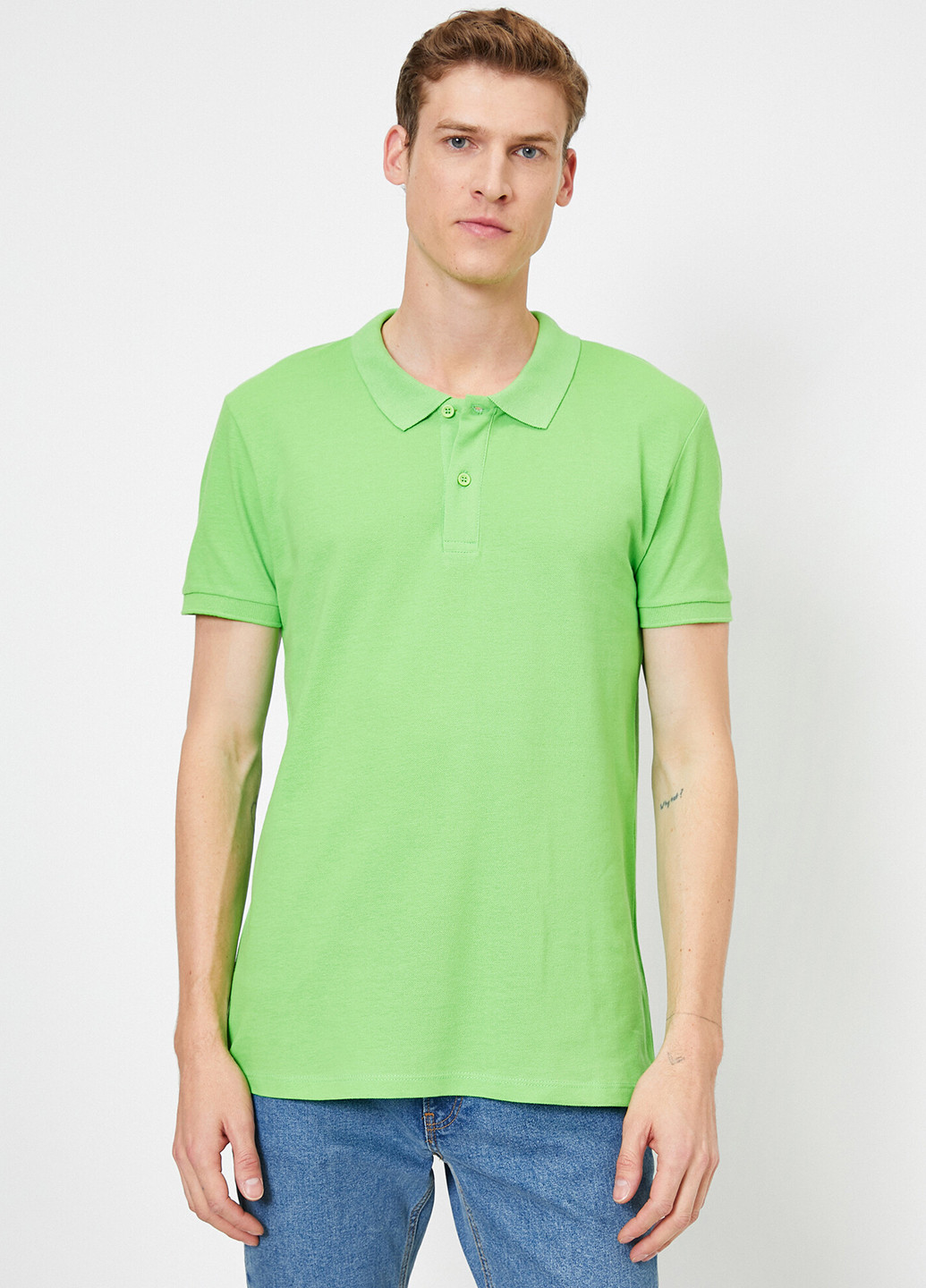 Зеленая футболка-поло для мужчин KOTON однотонная