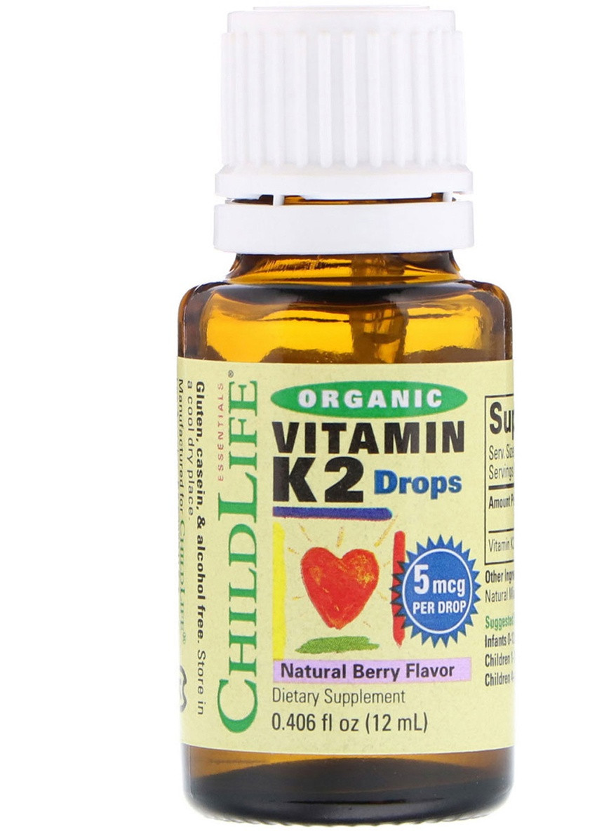 Органический Витамин K2 в Каплях, Ягодный вкус,, 12 мл ChildLife (228293013)