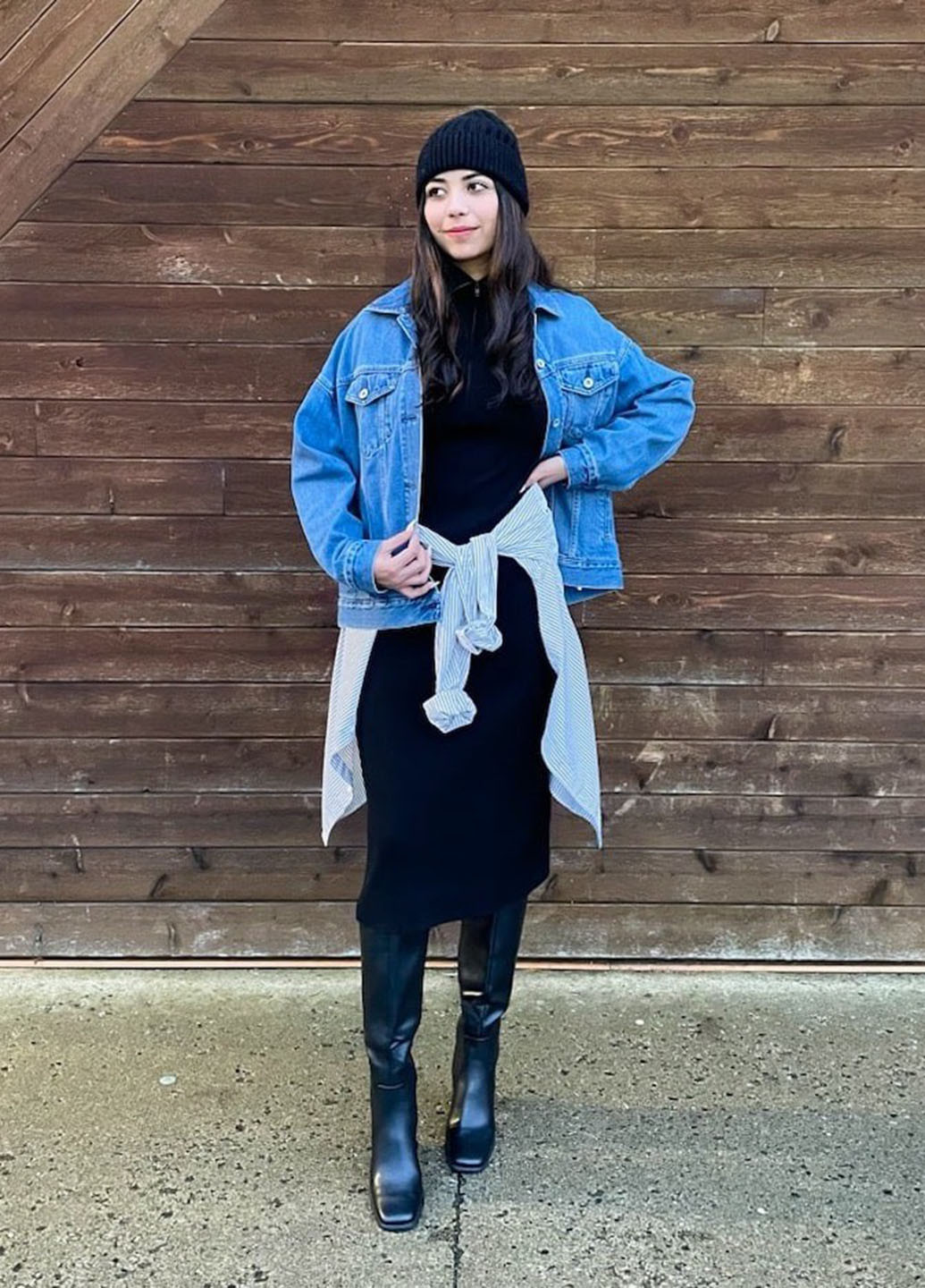 Черное кэжуал платье платье-водолазка Uniqlo однотонное