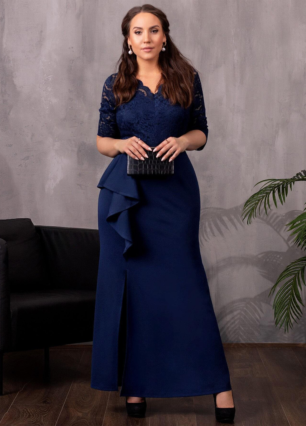 Темно-синя вечірня, кежуал сукня SHEIN однотонна