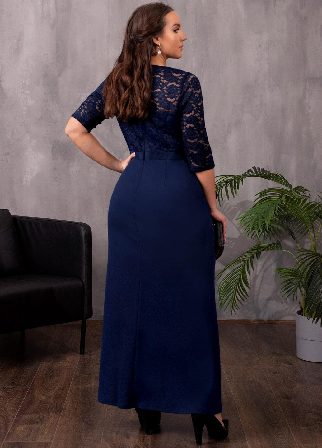 Темно-синя вечірня, кежуал сукня SHEIN однотонна