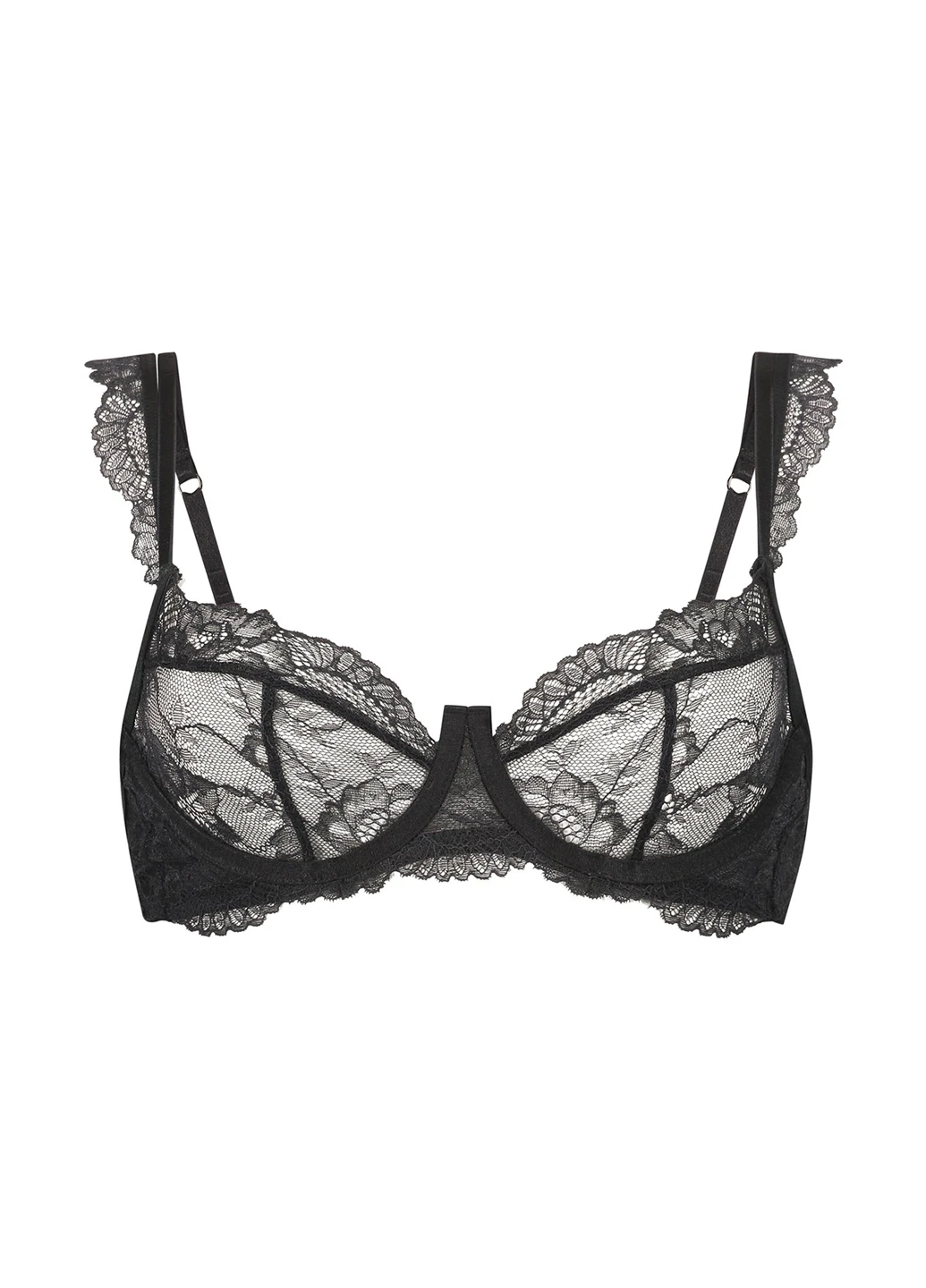 Чёрный балконет бюстгальтер Hunkemoller с косточками полиамид, кружево