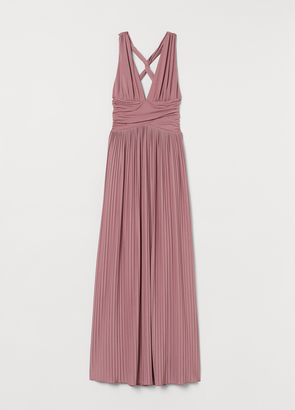 Розово-лиловое вечернее платье плиссированное, с открытой спиной, в греческом стиле H&M однотонное