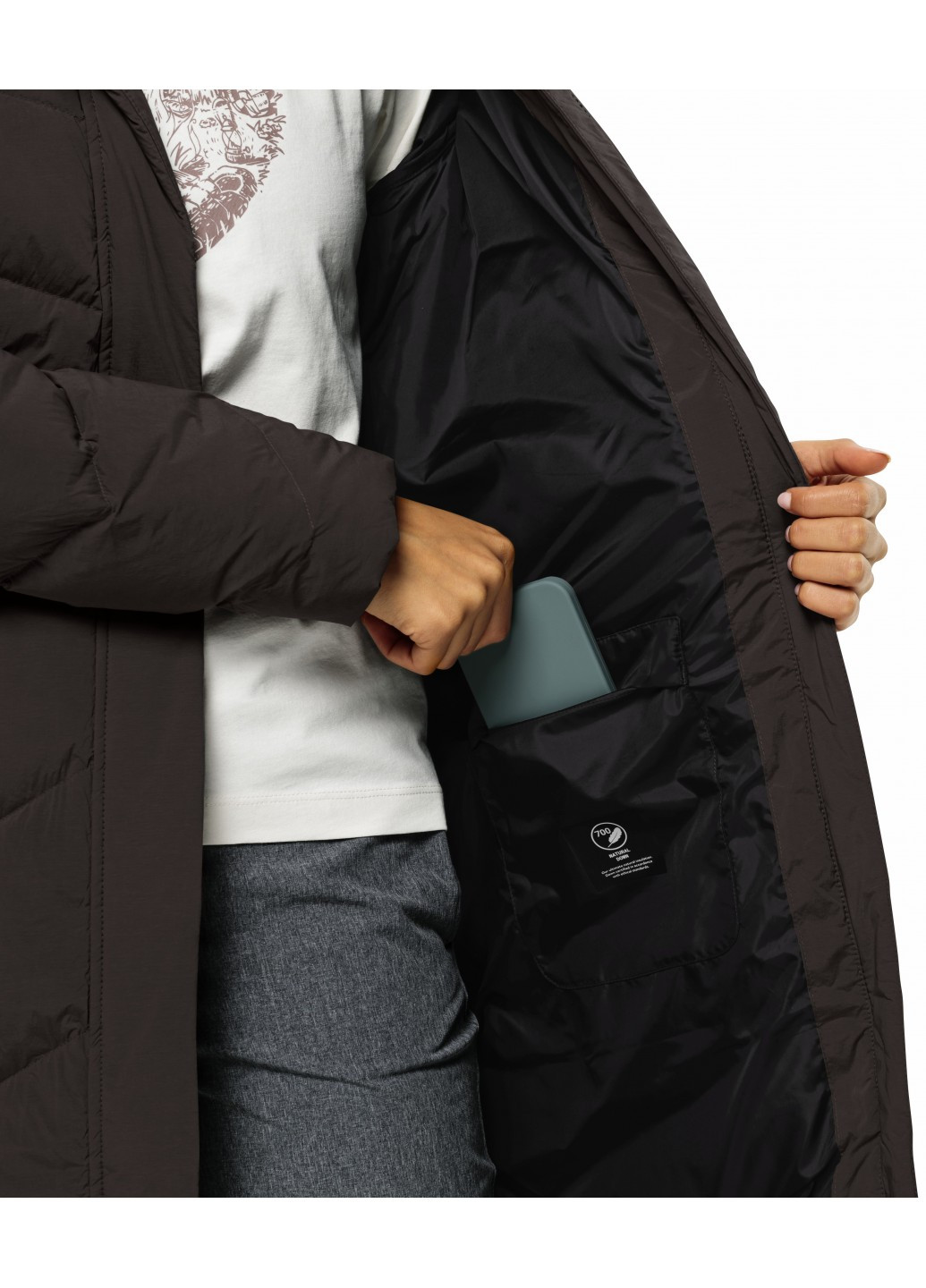 Темно-коричневый зимний Пуховик Jack Wolfskin