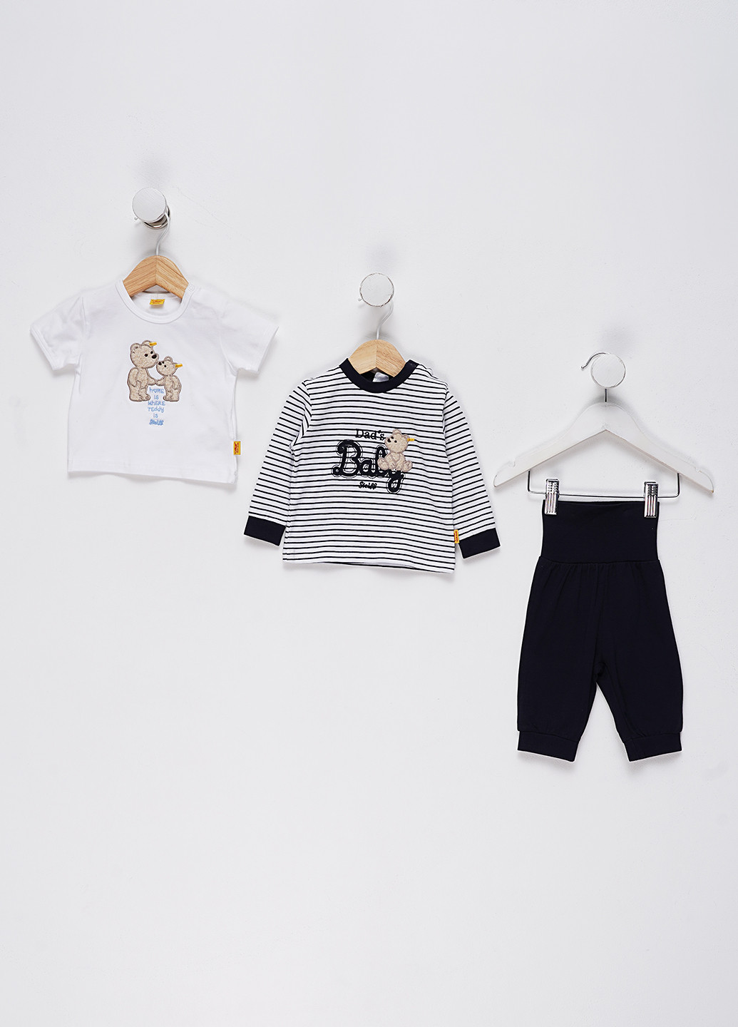 Белый демисезонный костюм (лонгсоив (2 шт.), брюки) Steiff