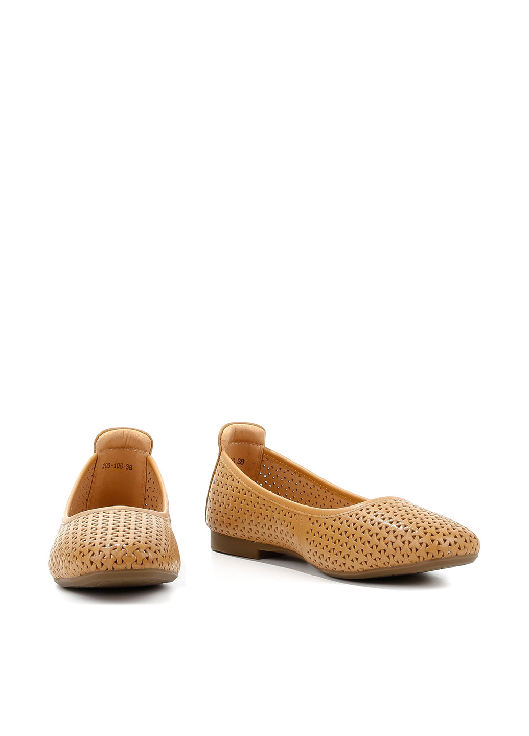 Женские балетки Le'BERDES | светло-коричневые однотонные перфорация натуральная кожа (322088008)