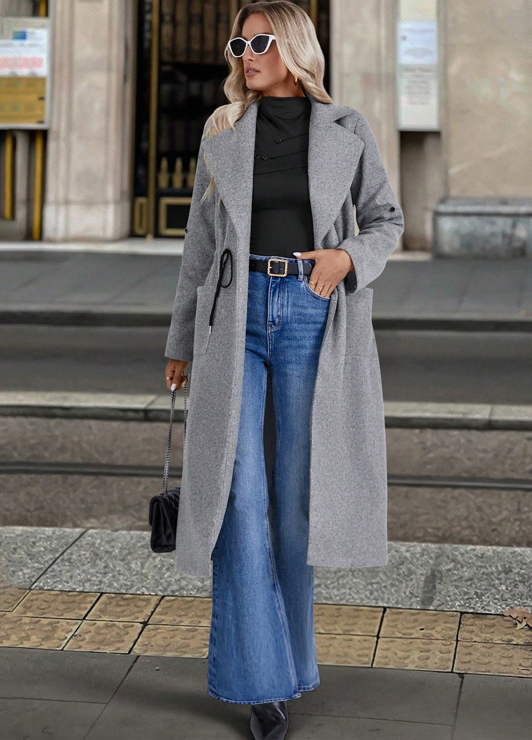 Сіре демісезонне Пальто SHEIN