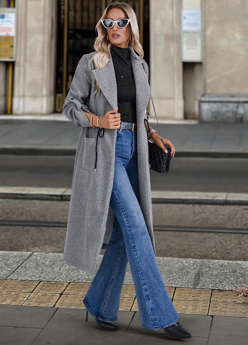 Сіре демісезонне Пальто SHEIN