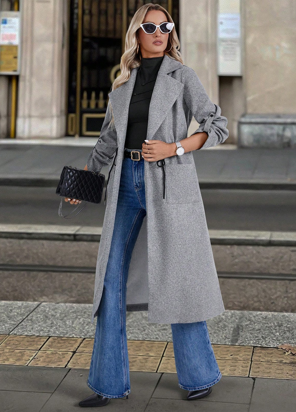 Сіре демісезонне Пальто SHEIN