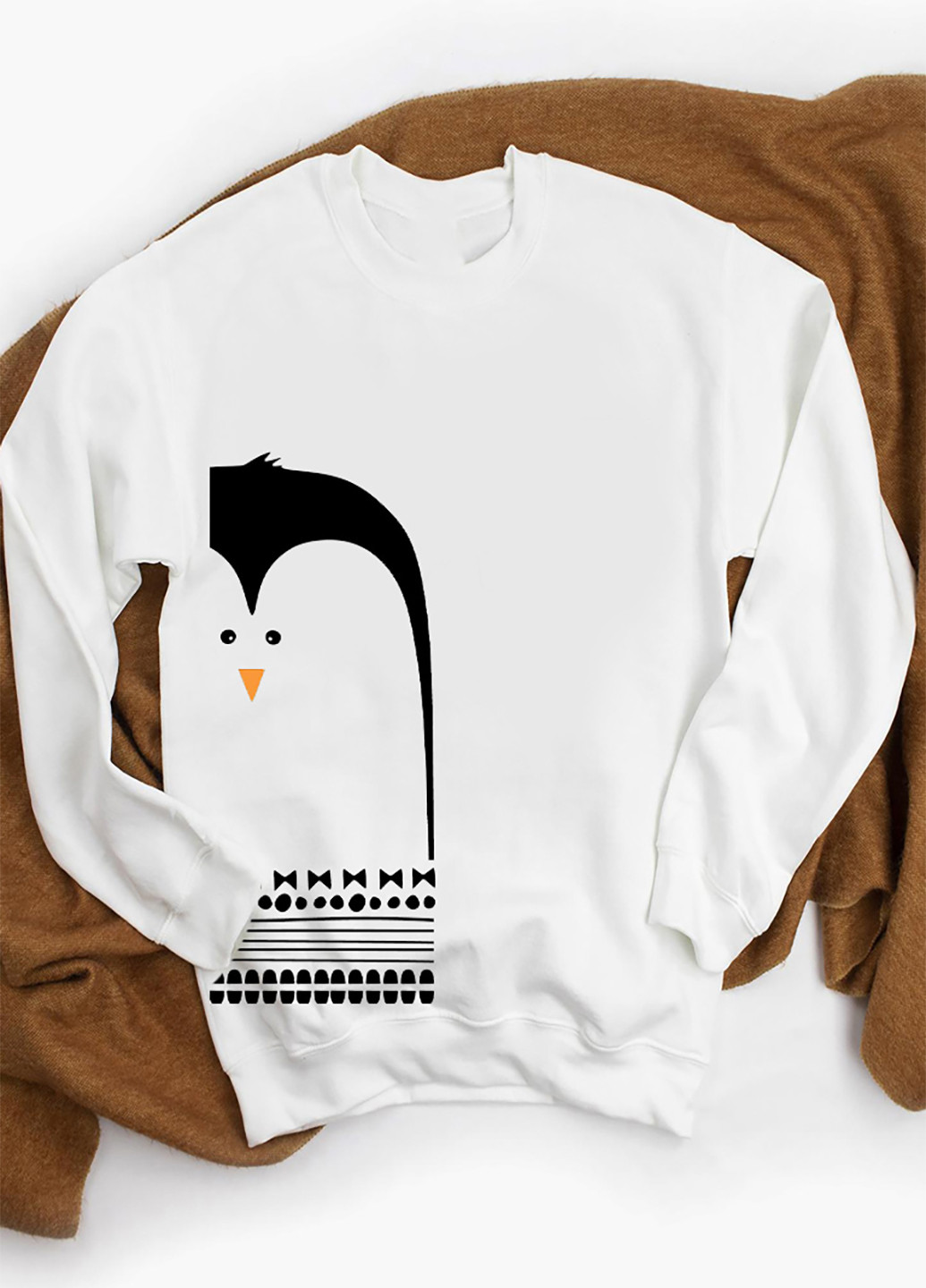 Свитшот белый Большой пингвин Zuzu - крой рисунок белый кэжуал - (245937337)