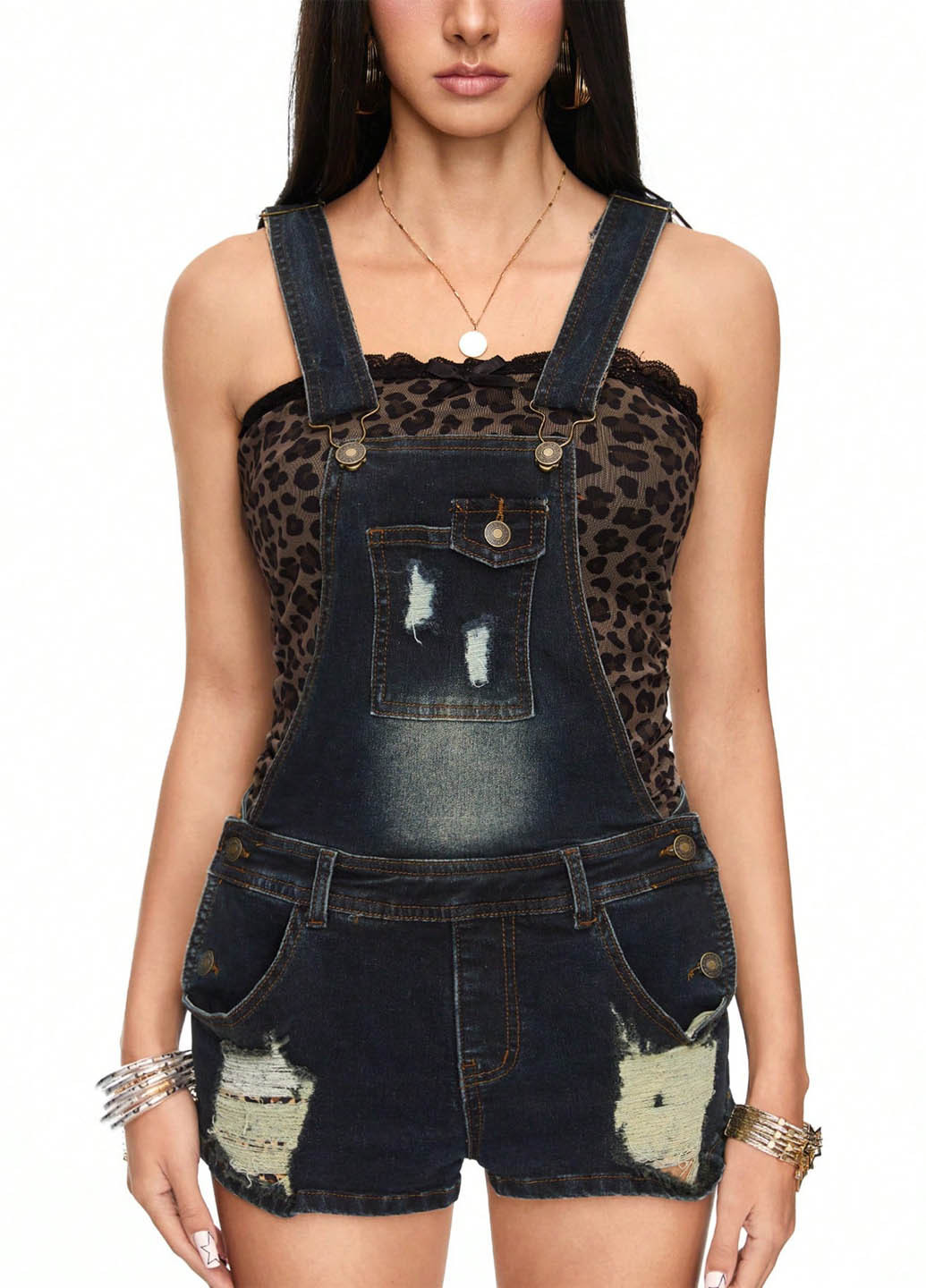 Комбінезон SHEIN комбінезон-шорти однотонний синій джинсовий, кежуал бавовна, джинс