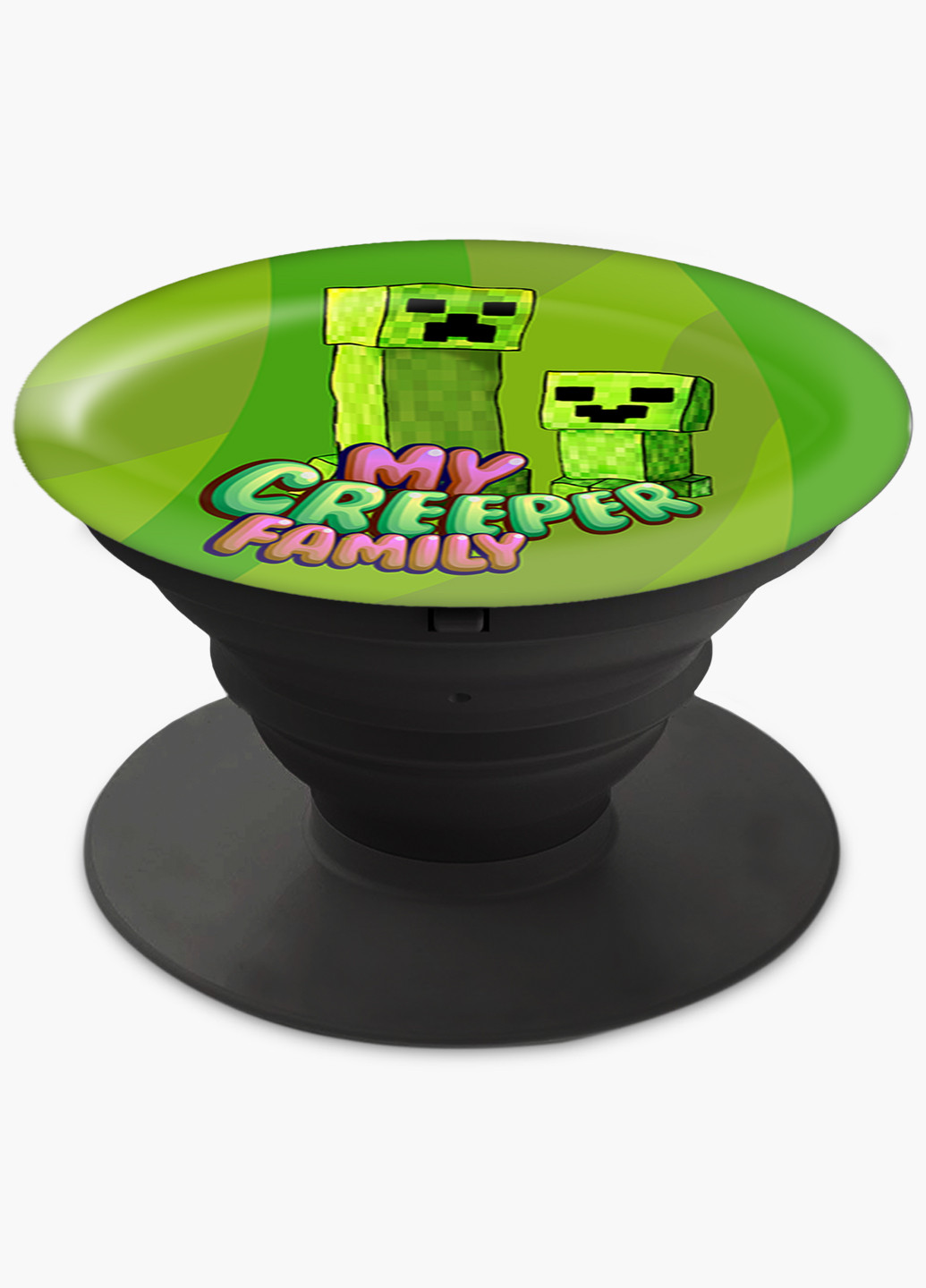 Попсокет (Popsockets) держатель для смартфона Майнкрафт (Minecraft) (8754-1176) Черный MobiPrint (216748536)