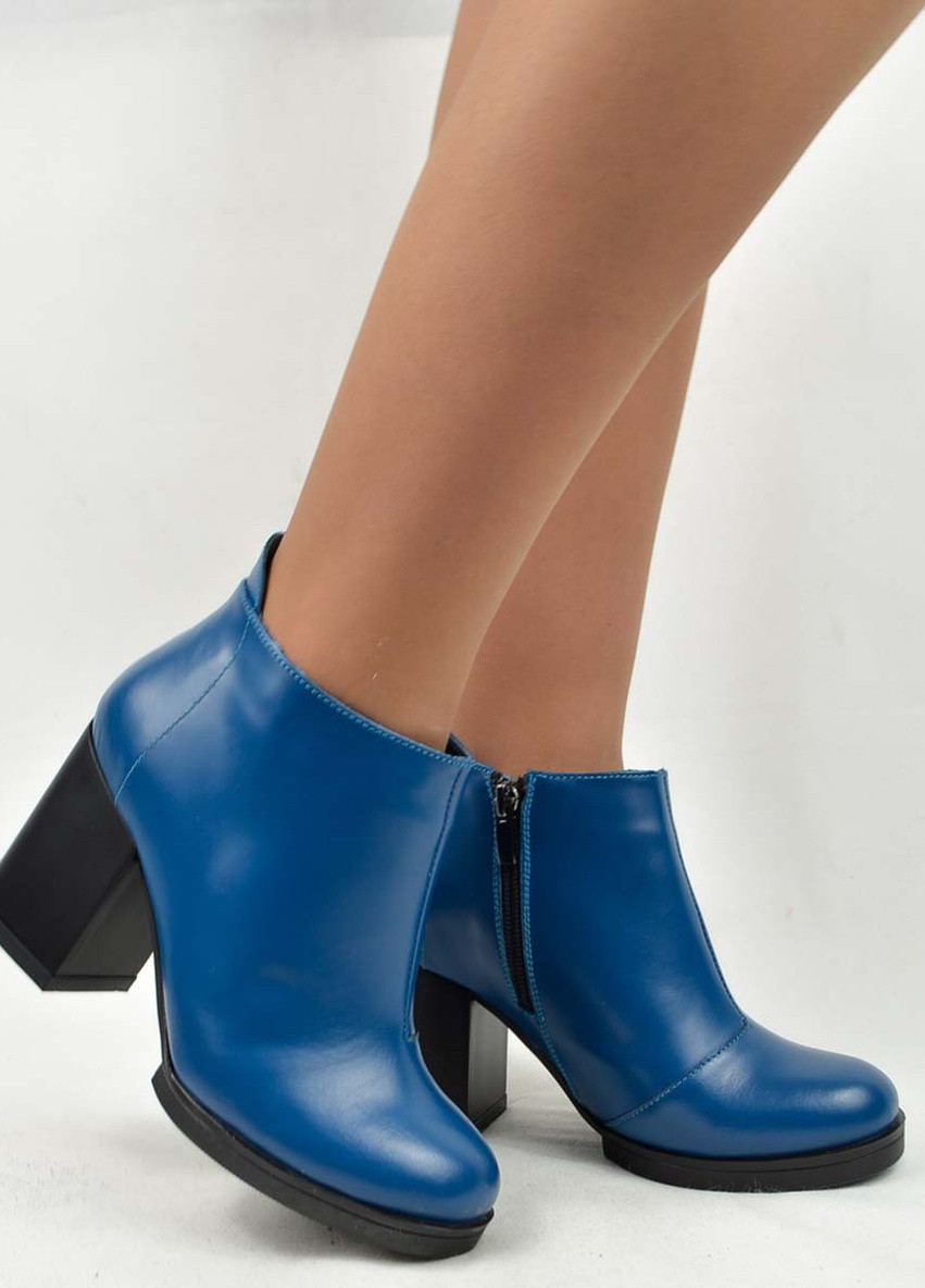 Синие демисезонная женские ботинки синий натуральная кожа украина Kalori