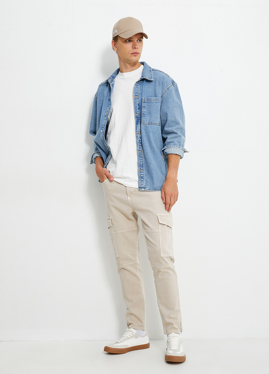 Бежевые кэжуал демисезонные зауженные, карго брюки KOTON