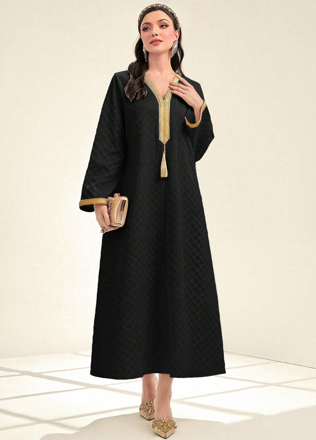 Чорна вечірня, ділова сукня а-силует SHEIN з геометричним візерунком