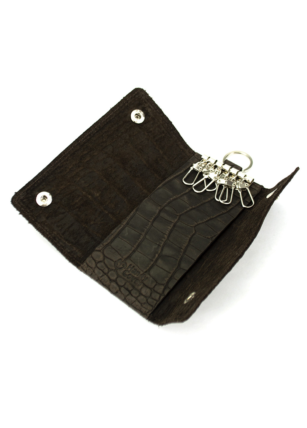 Подарочный набор №25: Обложка на ежедневник + обложка на паспорт + ключница (коричневый крокодил) HandyCover однотонный коричневый