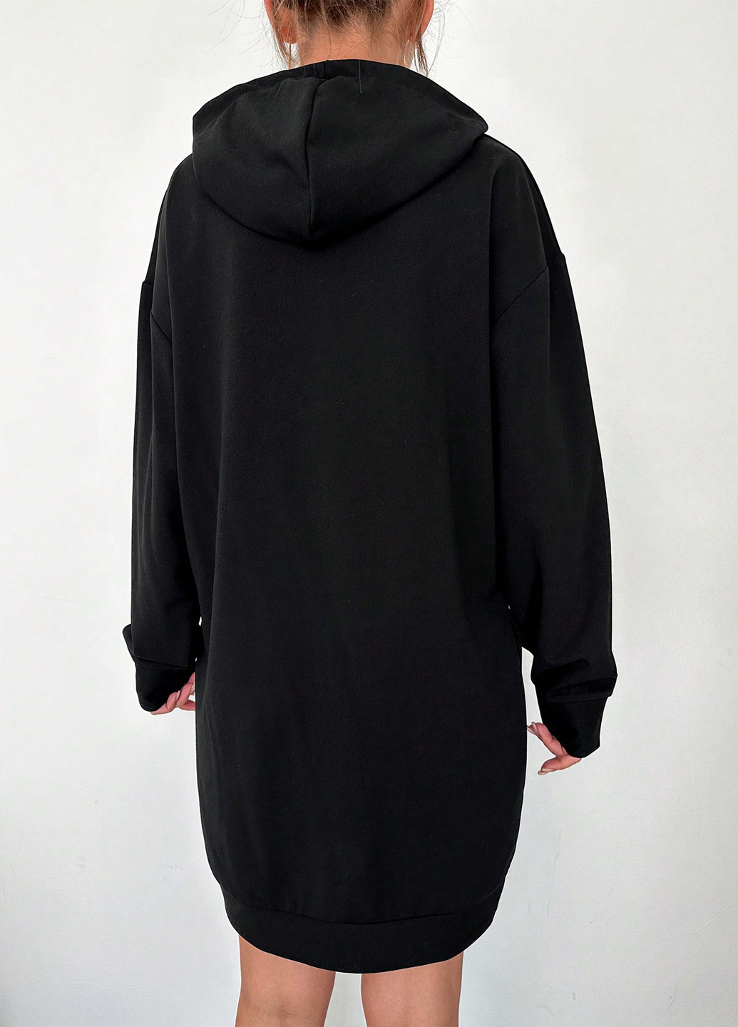 Черное кэжуал платье платье-худи SHEIN однотонное