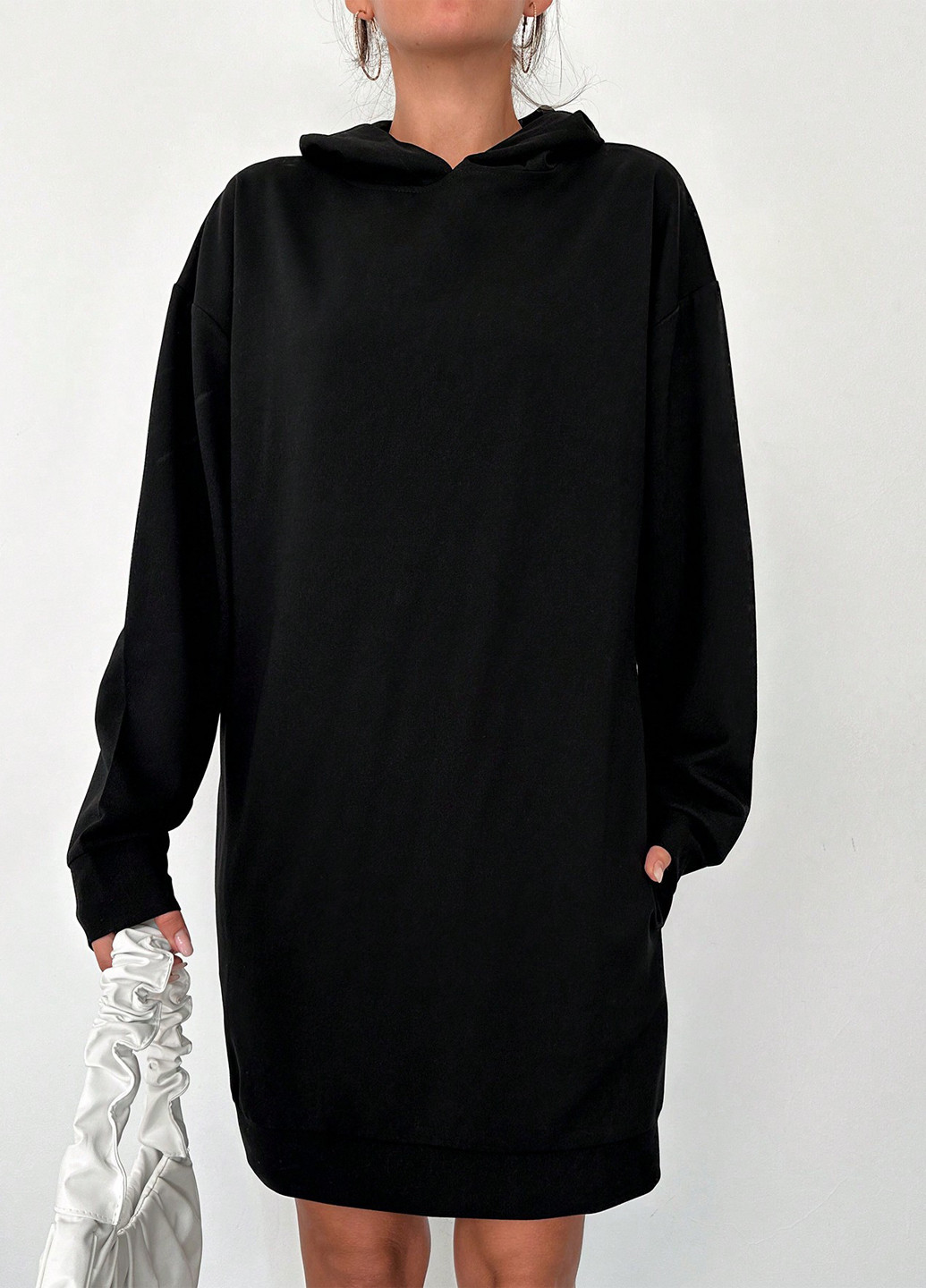 Черное кэжуал платье платье-худи SHEIN однотонное