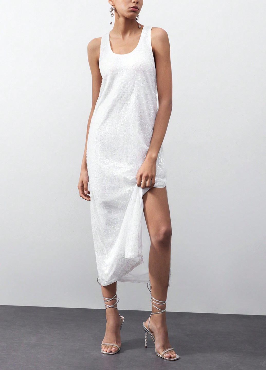 Білий кежуал сукня сукня-майка SHEIN однотонна