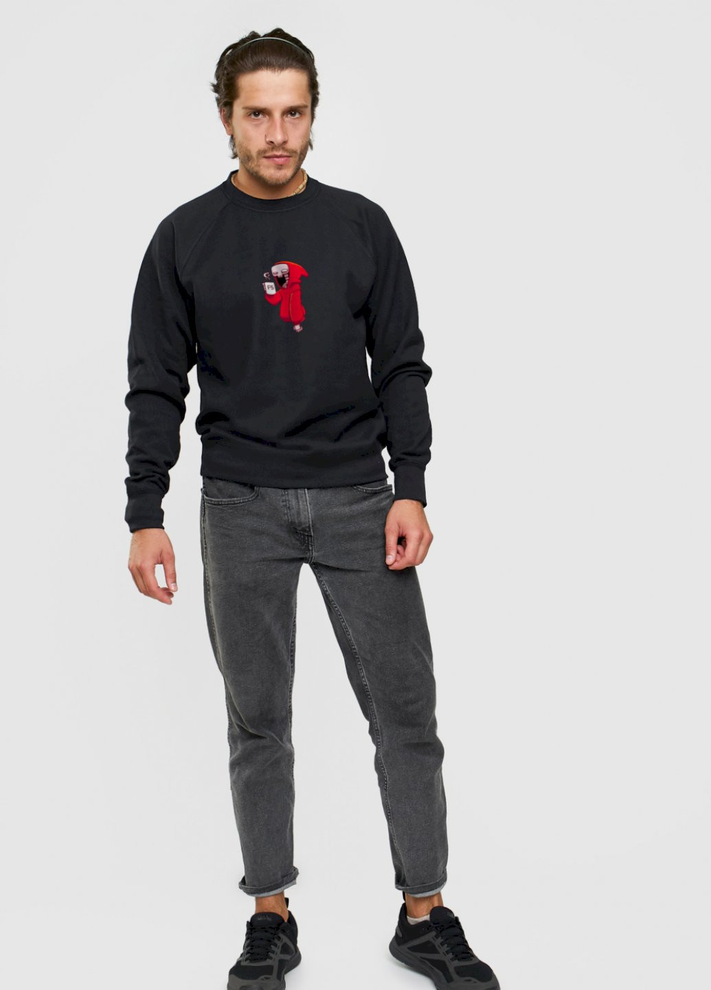 Чорний світшот чоловічий YAPPI малюнок (251424280)