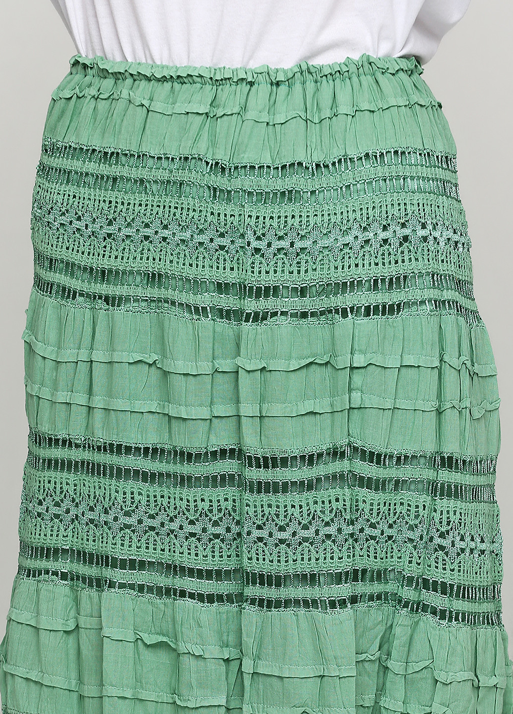 Салатовая кэжуал однотонная юбка Sol Clothing а-силуэта (трапеция)