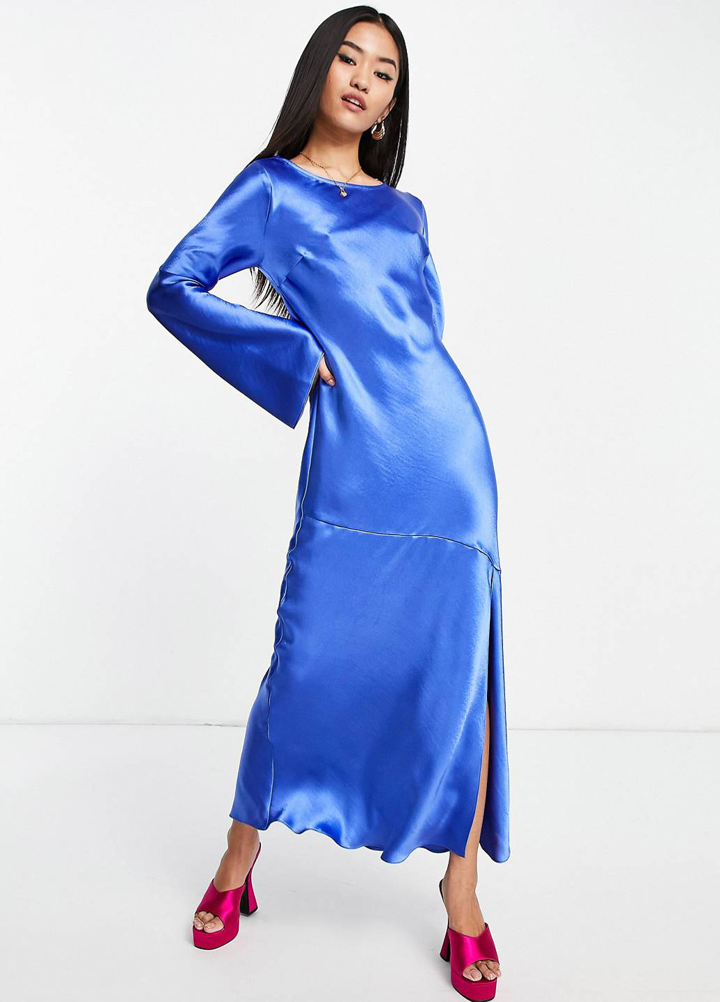 Синее кэжуал платье Topshop однотонное