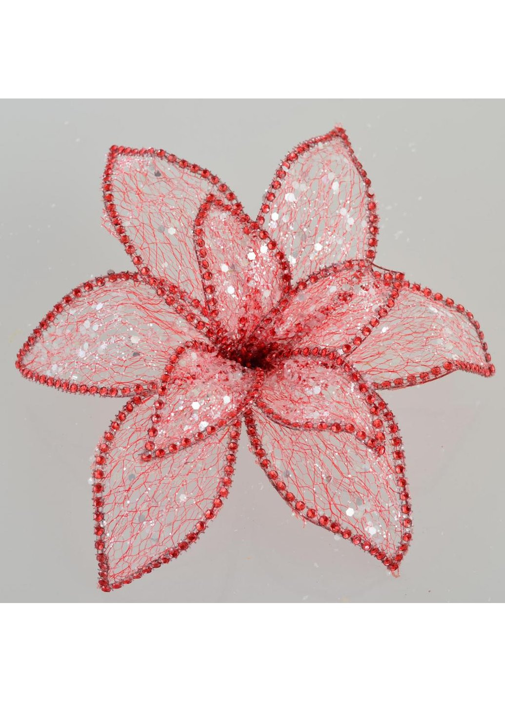 Декоративна прикраса Квітка пуансеттії Північне сяйво червона, 24*24см (750298) YES! Fun (254593179)