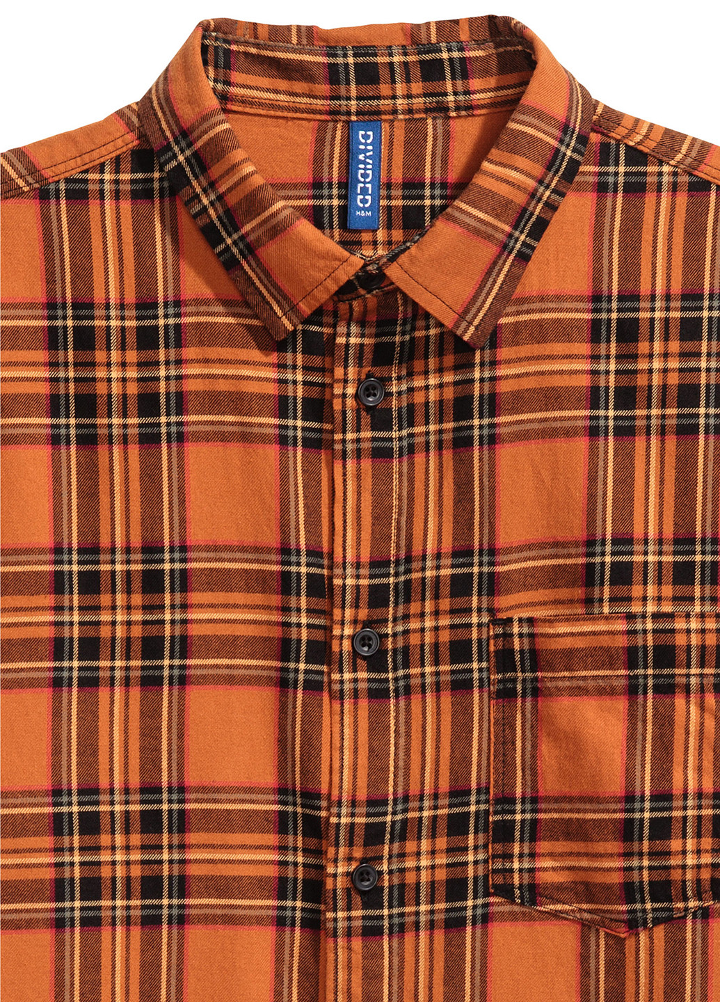 Оранжевая кэжуал рубашка в клетку H&M с длинным рукавом