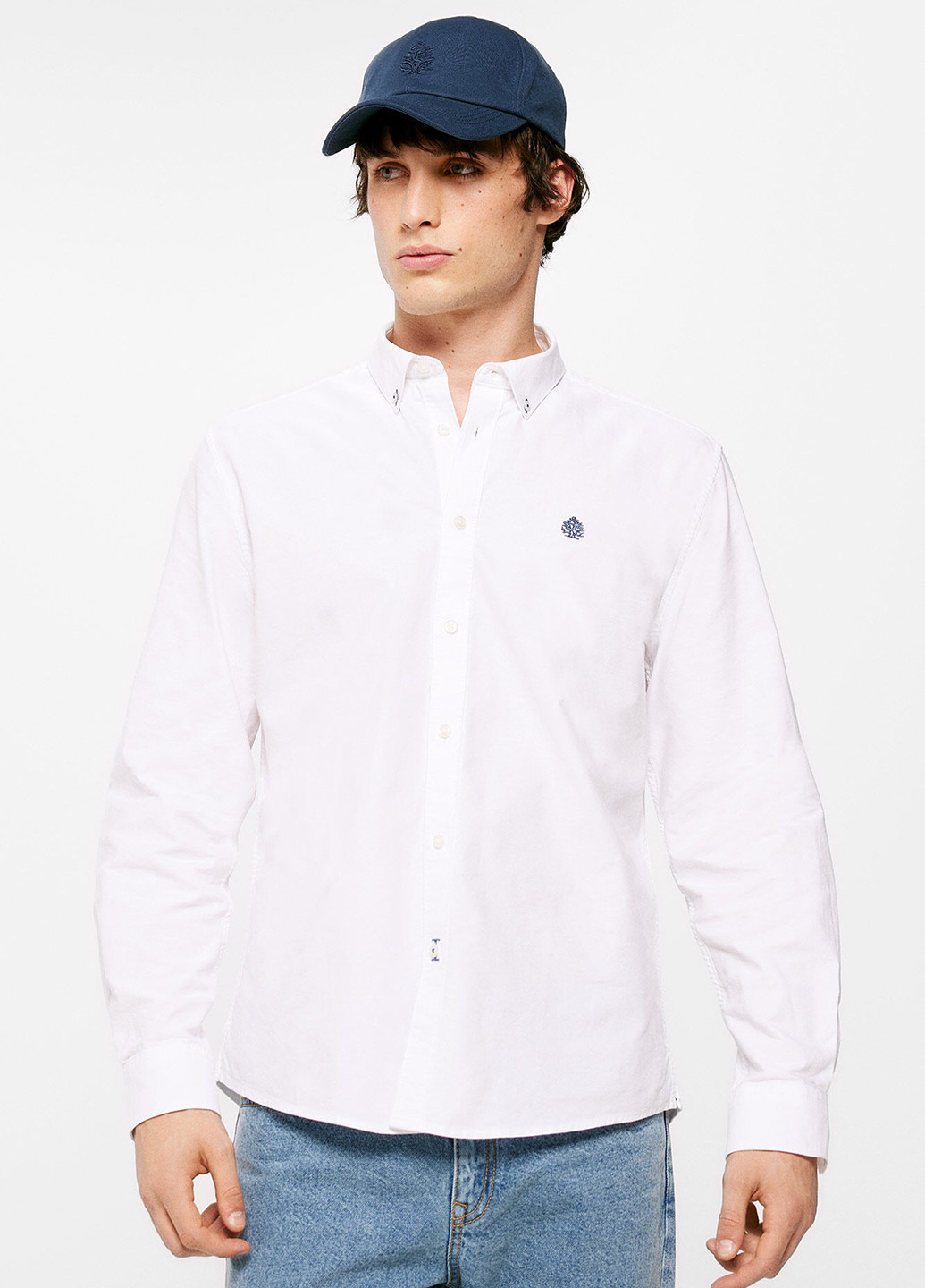 Белая кэжуал рубашка однотонная Springfield