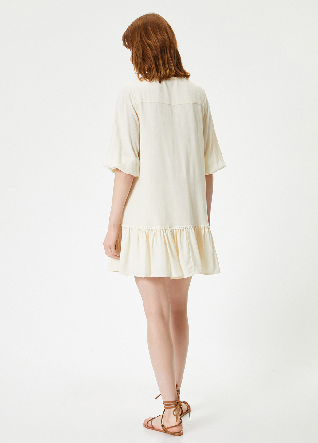 Молочное кэжуал платье а-силуэт KOTON однотонное