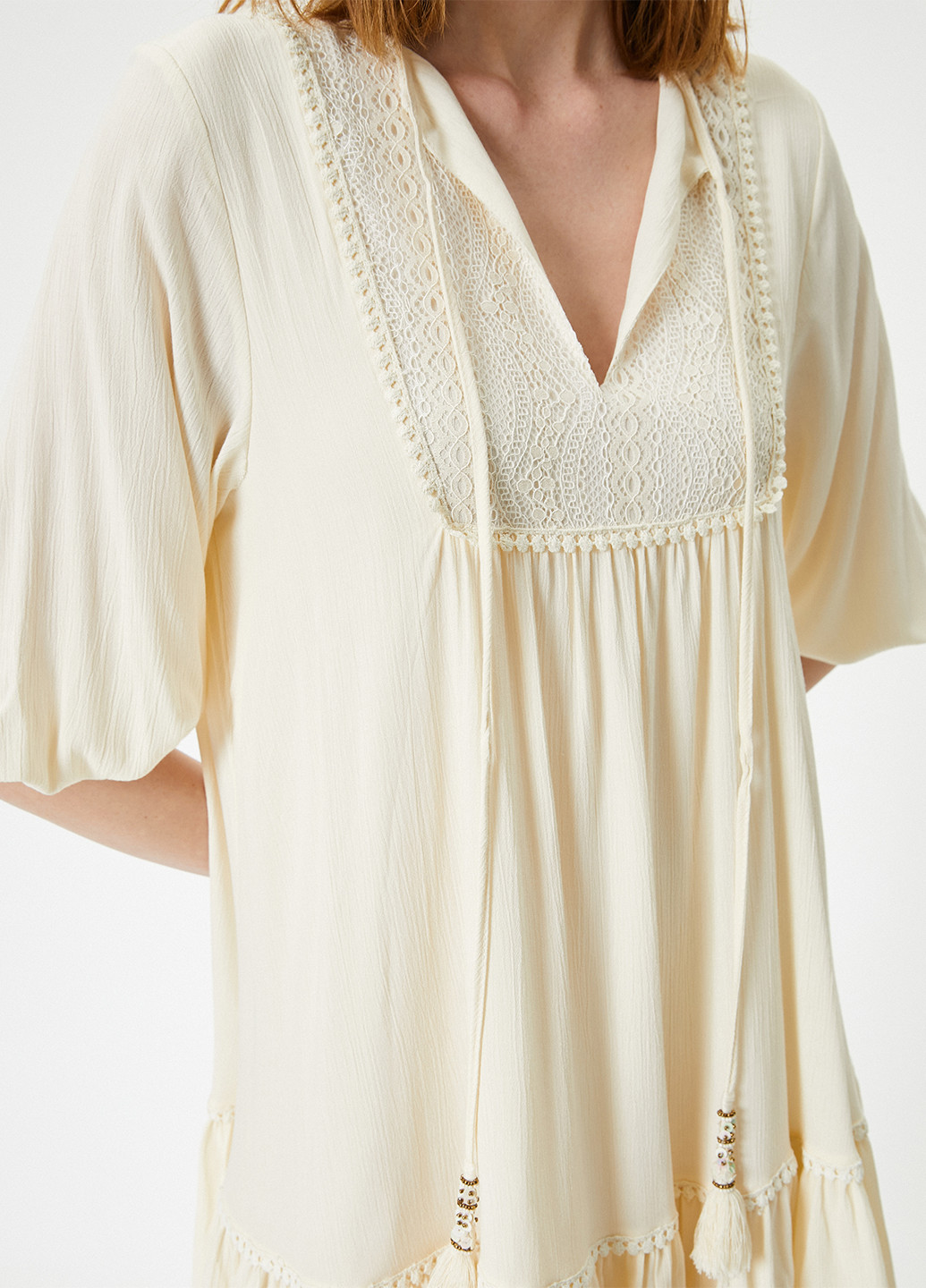 Молочное кэжуал платье а-силуэт KOTON однотонное