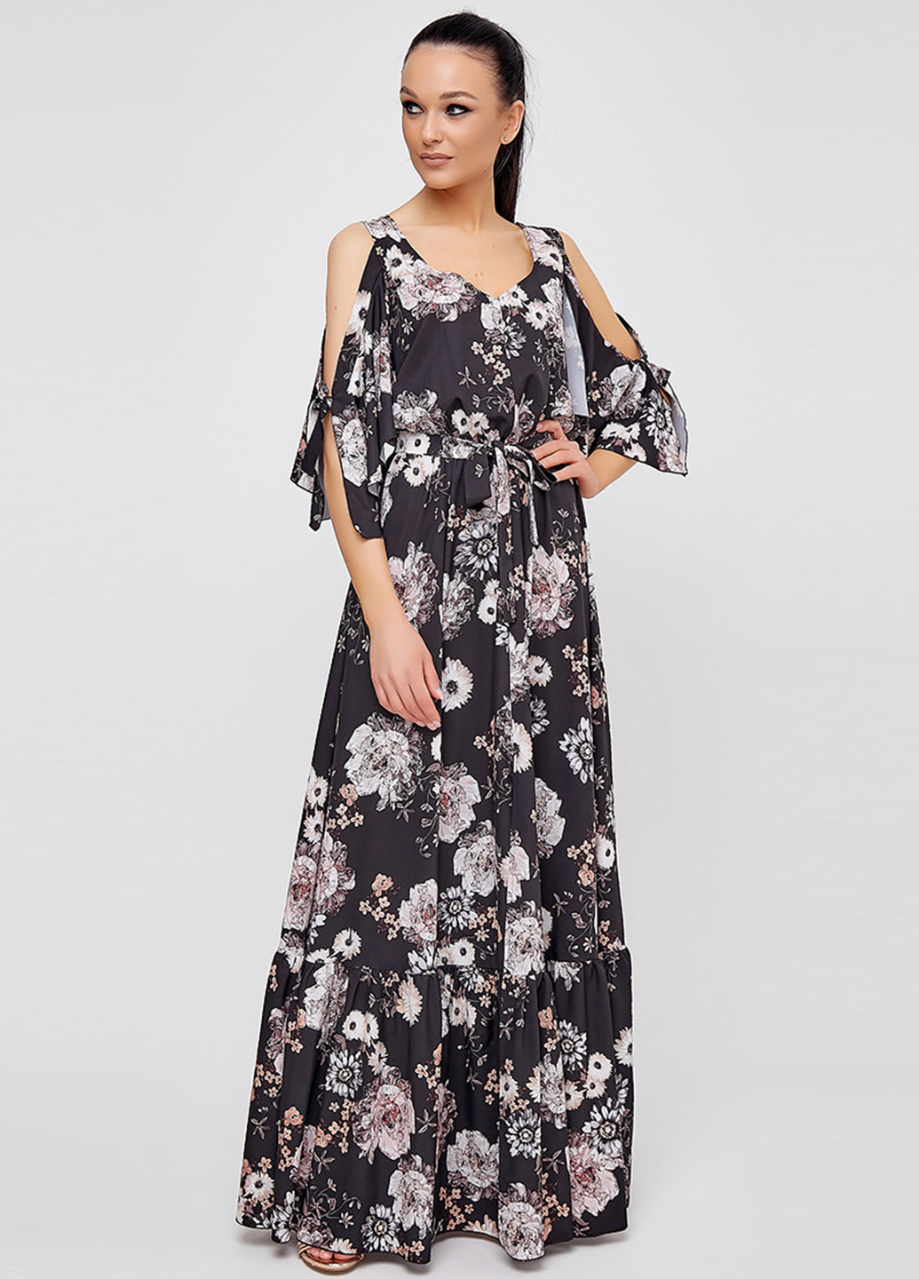 Черное кэжуал платье ST-Seventeen с цветочным принтом