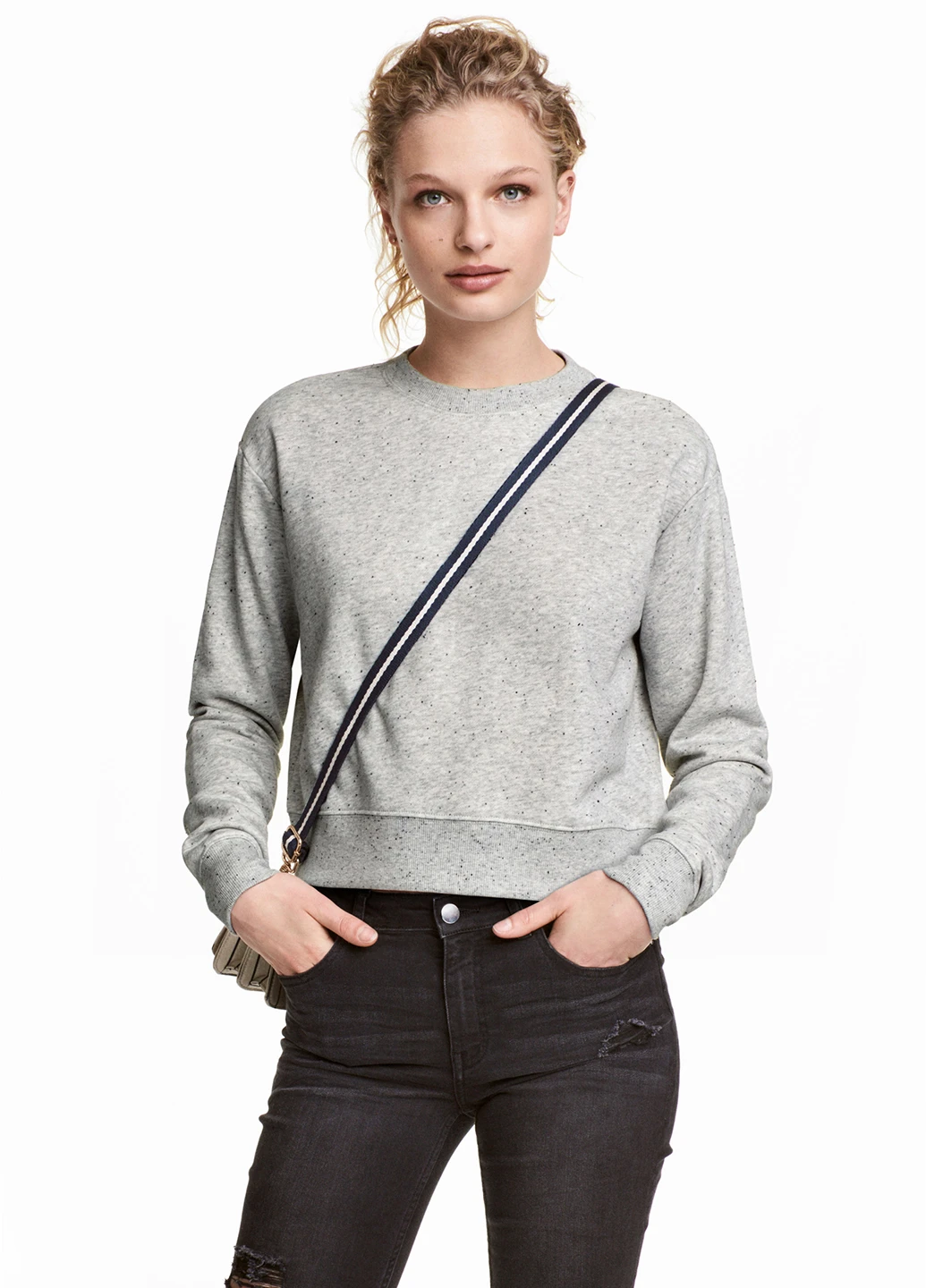Сірий світшот H&M меланж (143224688)
