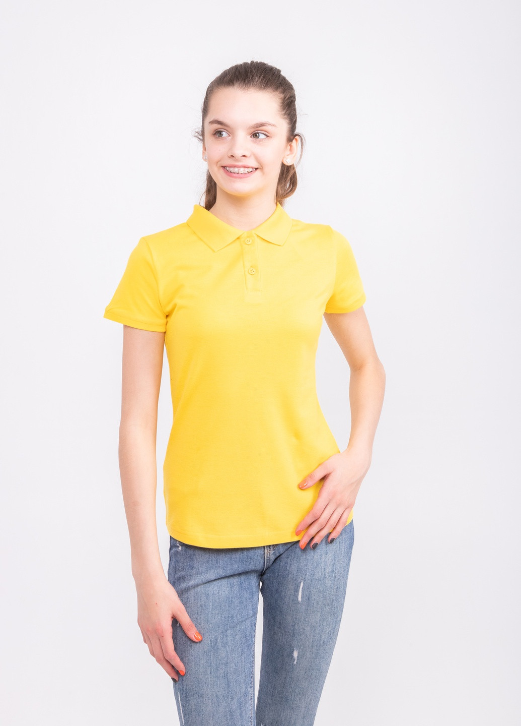 Желтая женская футболка-футболка поло женская TvoePolo однотонная