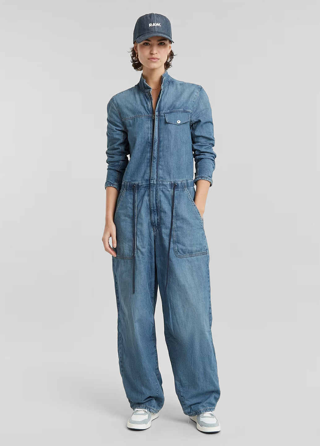 Комбінезон G-Star Raw комбінезон-брюки однотонний синій джинсовий бавовна, джинс