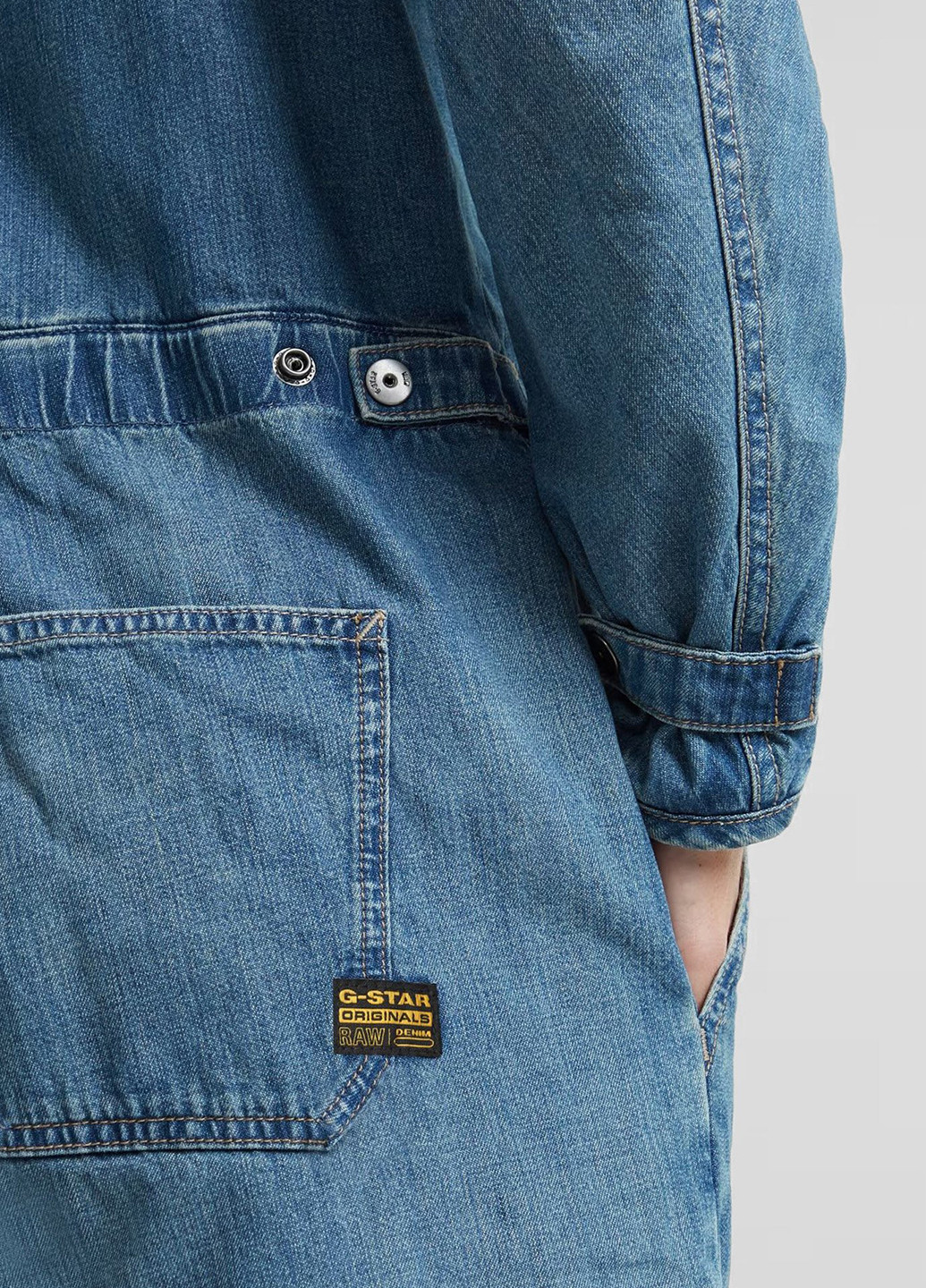 Комбінезон G-Star Raw комбінезон-брюки однотонний синій джинсовий бавовна, джинс