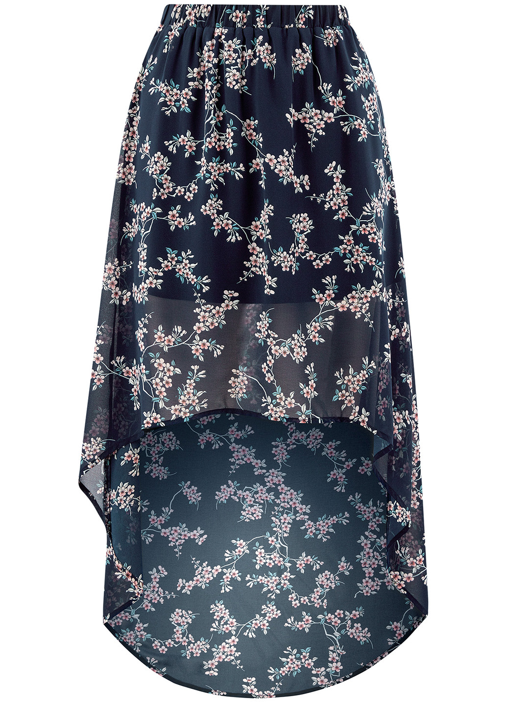 Черная кэжуал цветочной расцветки юбка Oodji миди