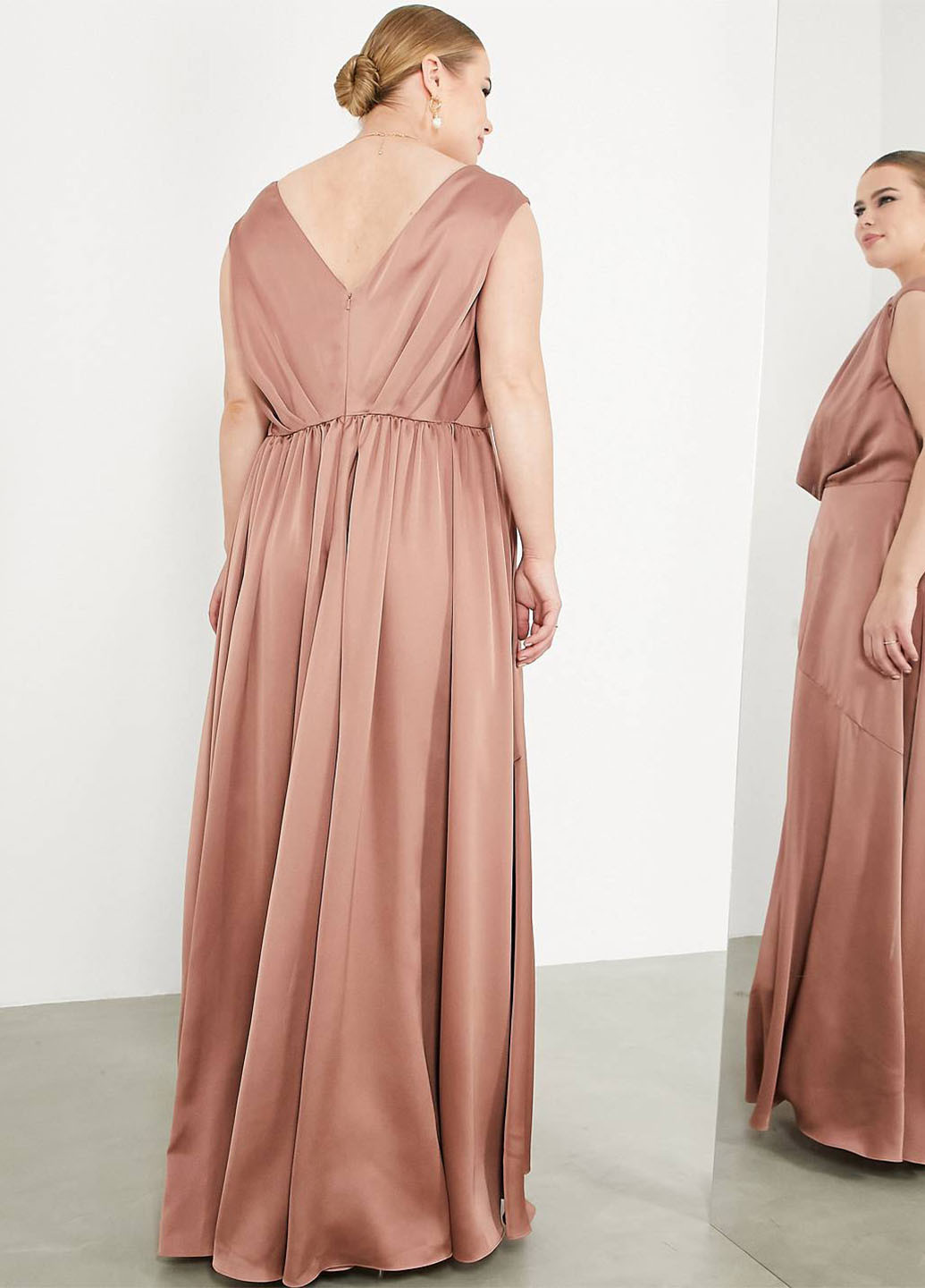 Розово-коричневое коктейльное платье на запах Asos однотонное