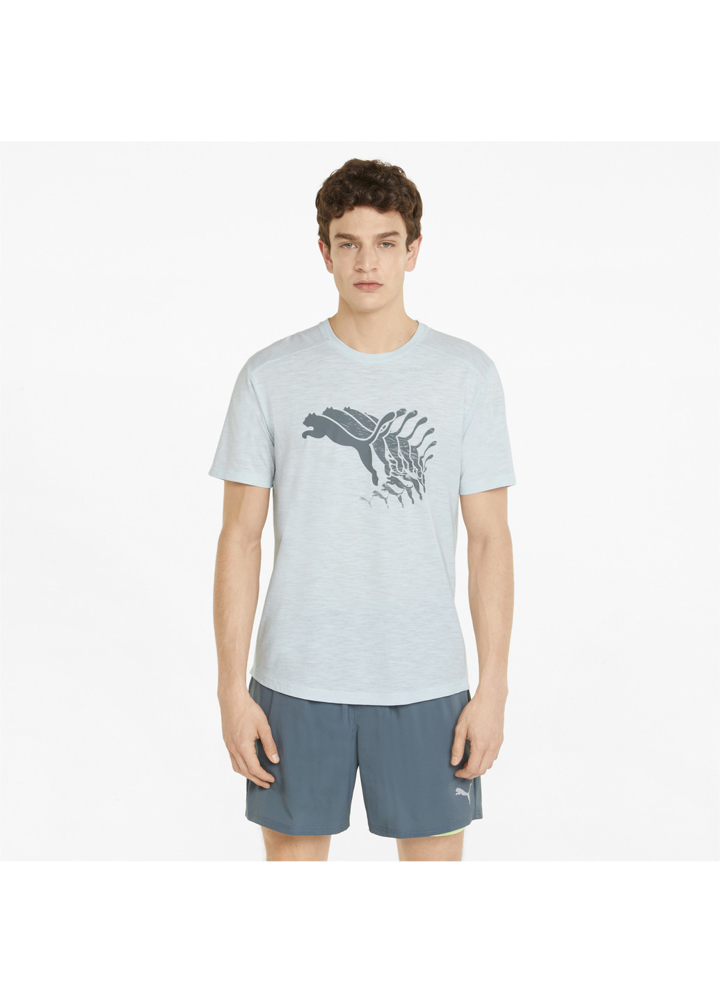 Синя футболка logo short sleeve men's running tee Puma