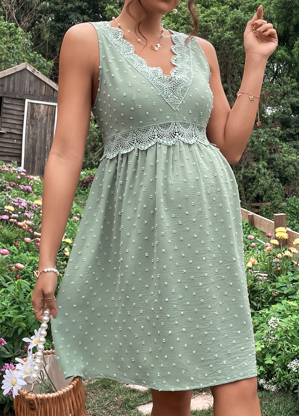 М'ятна кежуал сукня для вагітних а-силует SHEIN однотонна