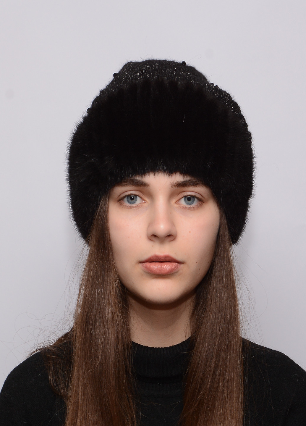 Женская зимняя норковая шапка с бубоном Меховой Стиль ажур (199007424)
