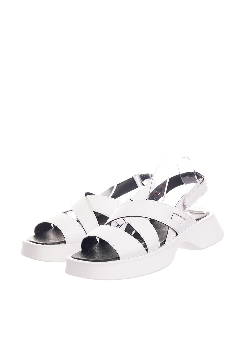 Белые босоножки Соната на липучке с белой подошвой